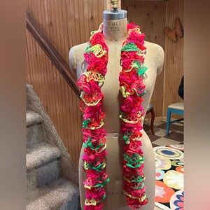 Neon Ruffled Knit Scarf